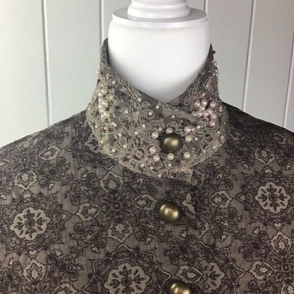 Kenzie Brown Baroque Jacket, Pearl embellished 8 - Picture 3 of 8